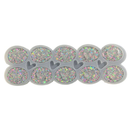 Epoksi Silikon Kalıp Çoklu Kalp Anahtarlık Kalıbı Oval Ortası Boş Kalp Kolye Kalıbı 4.5x3.4 CM