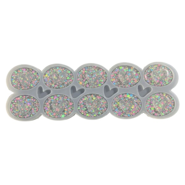Epoksi Silikon Kalıp Çoklu Kalp Anahtarlık Kalıbı Oval Ortası Boş Kalp Kolye Kalıbı 4.5x3.4 CM