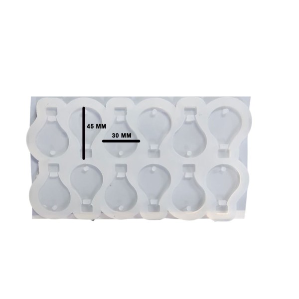 Epoksi Silikon Kalıp Çoklu Kapadokya Balonu Kolye Anahtarlık Küpe Kalıbı 45X30 MM 12 li
