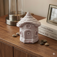 Silikon 3D Büyük Boy Cüce Evi Kalıbı Şirin Ev Modeli Mum ve Taş Tozu Kalıbı