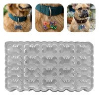 Silikon Kalıp Epoksi Çoklu Köpek Kemik Tasma Künyesi Kalıbı 20 li 4.8 x 2.8 CM