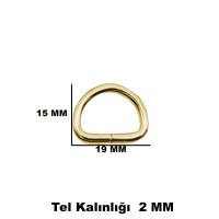 Anahtarlık Montaj Halkası D Çanta Bağlantı Halkası 19x15 MM (1000 Adet)  Gold