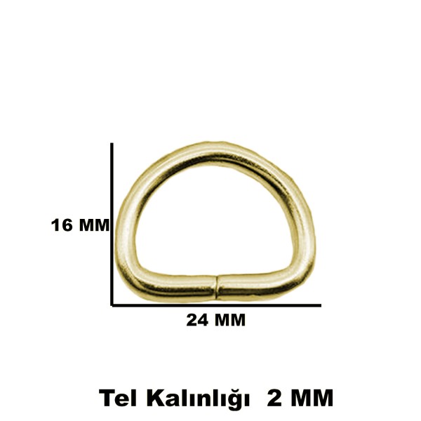 Anahtarlık Montaj Halkası D Çanta Bağlantı Halkası 24x16 MM (100 Adet)  Gold