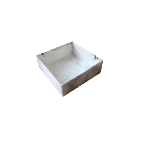 Asetat Kapaklı Karton Kutu Mermer Desenli 8X8X3 (50 Adet) Beyaz Asetat Kapaklı Karton Kutu Mermer Desenli 8X8X3 (50 Adet) Beyaz