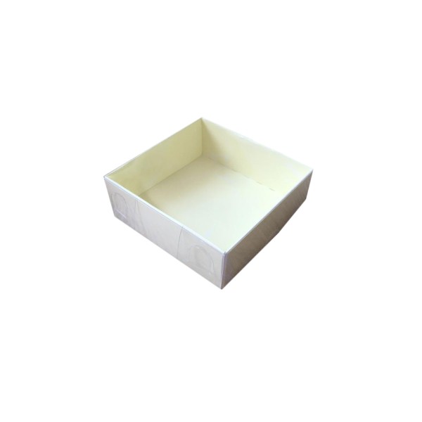 Asetat Kapaklı Karton Kutu Mermer Desenli 8X8X3 (50 Adet)  Krem