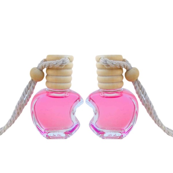 Cam Şişe Parfüm Şişesi Ahşap Kapaklı İpli Apple Modeli  (25 Adet)