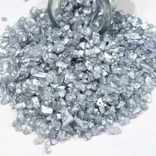 Dekoratif 4-8 MM Arlığında Gerçek Cam Kırığı (1 KG) Gümüş