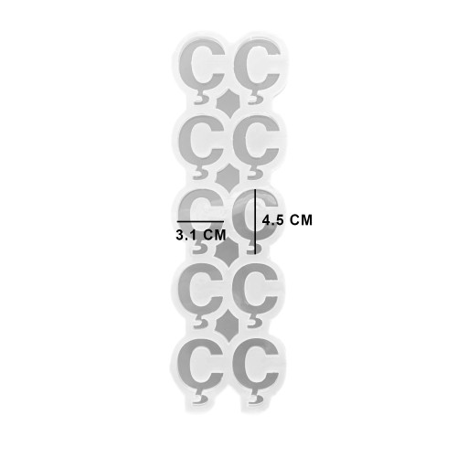 Epoksi Çoklu Silikon Kalıp Ç Harfi (Düz) Anahtarlık Reçine Seri Döküm Kalıbı 4.5 CM 10 Lu