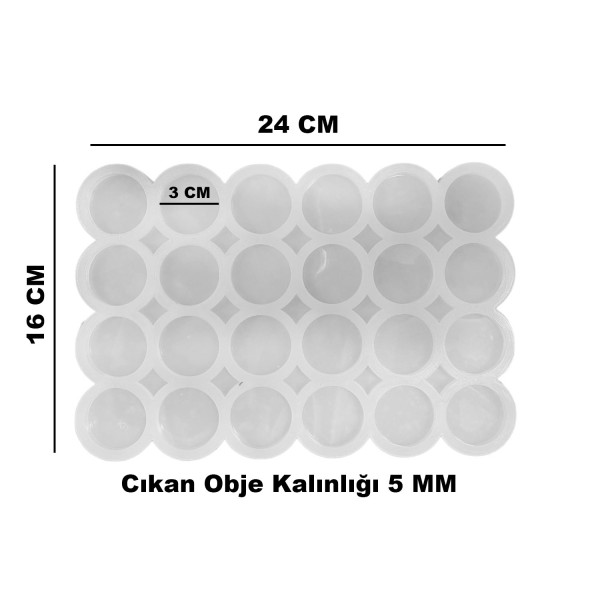 Epoksi Kalıbı Çoklu Daire Kolye Ve Anahtarlık Kalıbı 24 Lü