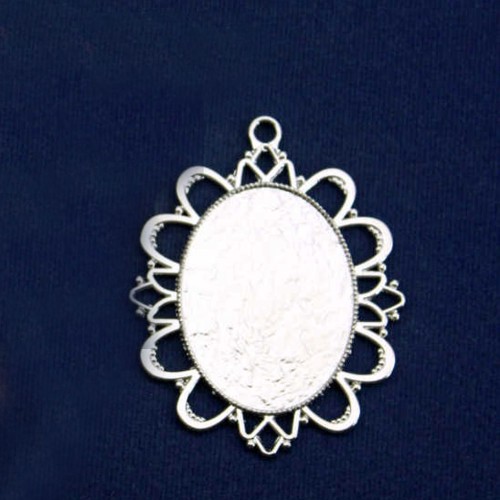 Epoksi Kolye Ucu Oval Desenli Nikel  (5 ADET)