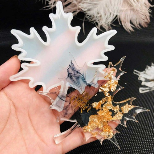 Epoksi Silikon Kalıp  Bardak Altlığı Kalıbı Çınar Yaprağı Modeli