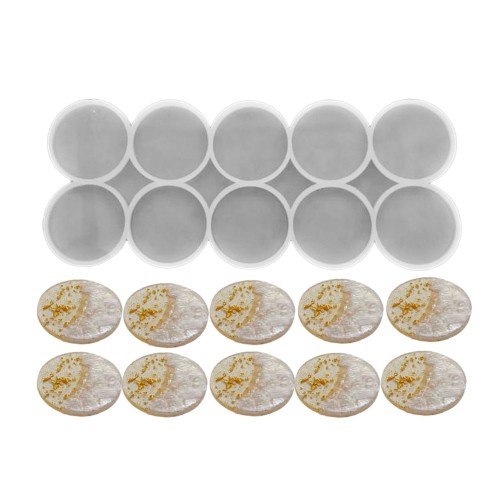Epoksi Silikon Kalıp Çoklu Magnet Kalıbı Düz Yuvarlak Daire  Seri Döküm Kalıbı 8 CM  10 Lu