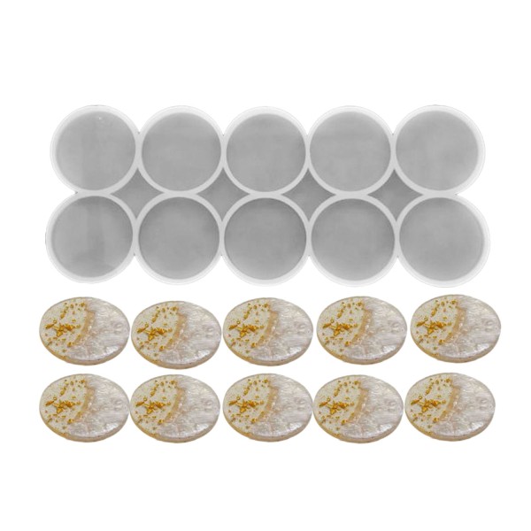 Epoksi Silikon Kalıp Çoklu Magnet Kalıbı Düz Yuvarlak Daire  Seri Döküm Kalıbı 8 CM  10 Lu
