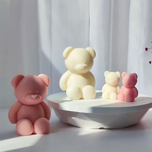 Epoksi Silikon Taş Tozu Beton Mum Kalıbı Büyük Boy Sevimli Ayıcık Kalıbı 7.8x7x6.7 CM