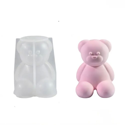 Epoksi Silikon Taş Tozu Beton Mum Kalıbı Büyük Boy Sevimli Ayıcık Kalıbı 7.8x7x6.7 CM