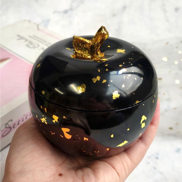 Epoksi Silikon Taş Tozu Kalıbı Elma Şekilli Mumluk Mücevher Saklama Kutusu Kalıbı