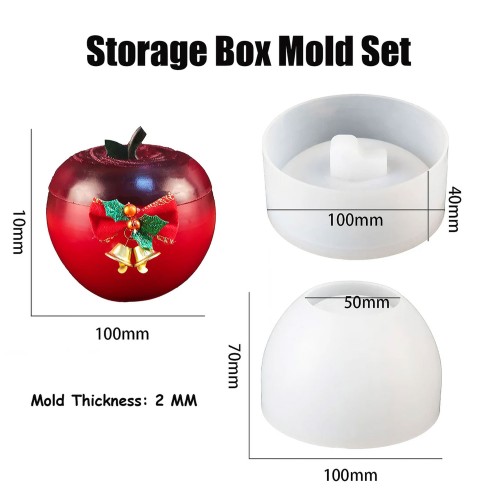 Epoksi Silikon Taş Tozu Kalıbı Elma Şekilli Mumluk Mücevher Saklama Kutusu Kalıbı