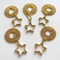 Epoksi Yıldız Model Metal Kolye Takı Ucu (5 Adet)  Gold