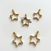 Epoksi Yıldız Model Metal Kolye Takı Ucu (5 Adet)  Gold