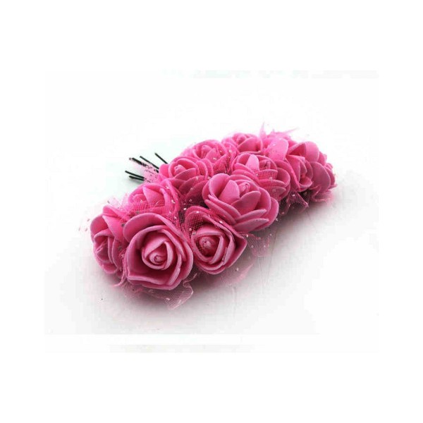 Lateks Gül Küçük Organzeli Ve Parlak (144 Adet)  Fuşya