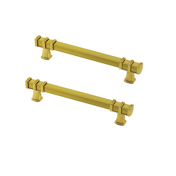 Defne Zamak Kulp Kare Çizgili Model  Yüzüklü Tepsi Kulpu 12 CM (2 Adet)  Altın