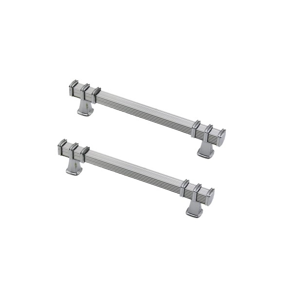 Defne Zamak Kulp Kare Çizgili Model  Yüzüklü Tepsi Kulpu 12 CM (2 Adet)  Gümüş