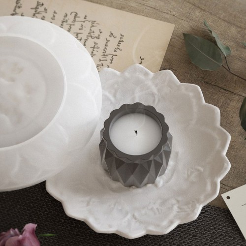 Silikon Epoksi Tabak Kalıbı Lotus Tabak Kalıbı Taş Tozu Çiçek Tabak Kalıbı 18x18x2.2 CM