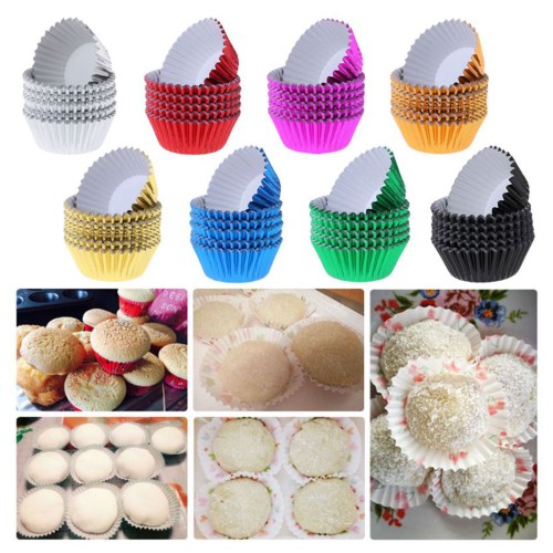 Metalik Folyo Cupcake Kalıbı Muffin Pet Kapsül No:3 (150 Adet)  Karışık Renk