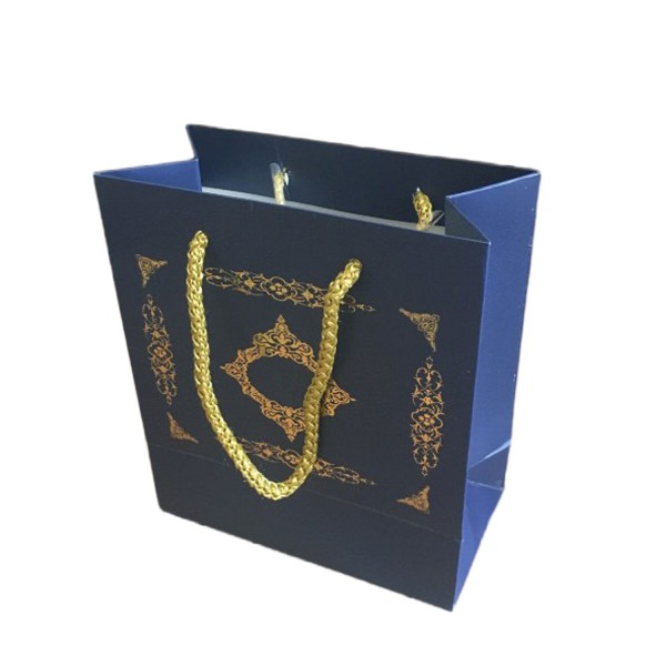 Karton Hediye Çantası GOLD Saray Desenli 20X20X10 CM (10 Adet)  Lacivert
