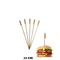 Özel Ahşap Yassı Saplı Çöp Şiş Çubuğu 25 CM (100 Adet)