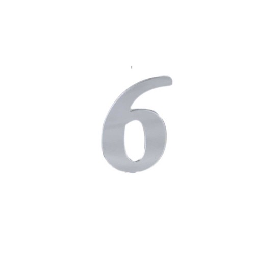 Rakam Aynalı Pleksi 4 Cm - Gümüş Flexi Rakam Sayı  6 Rakamı