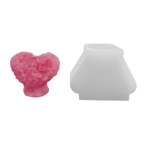 Silikon 3D Ayaklı Pıtırcıklı Love Yazılı Kalp Mum Kalıbı