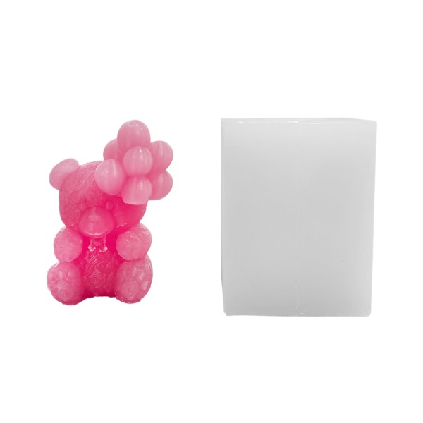 Silikon 3D Balonlu Sevimli Ayıcık Mum Kalıbı