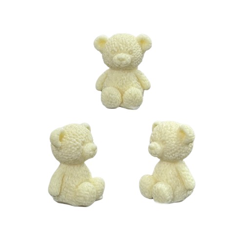 Silikon 3D Oturan Dokulu Sevimli Ayıcık Mum Kalıbı