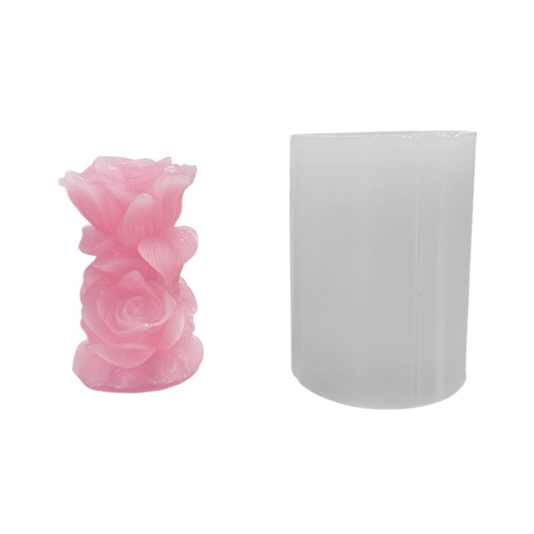 Silikon 3D Vazo Formlu Gül Mum Kalıbı Silikon 3D Vazo Formlu Gül Mum Kalıbı