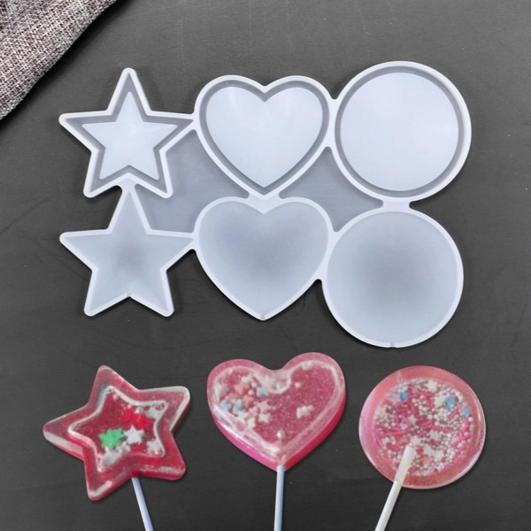 Silikon Çok Şekilli Lolipop Kalıbı (Yıldız, Yuvarlak, Daire) - Şeker & Çikolata Kalıbı Silikon Çok Şekilli Lolipop Kalıbı (Yıldız, Yuvarlak, Daire) - Şeker & Çikolata Kalıbı