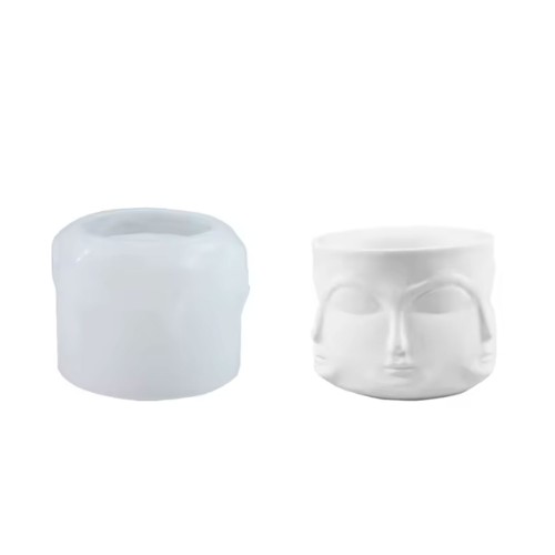 Silikon Kalıp Beton Yüz Şekilli Çiçek Saksıları Sukulent Saksılar Ve Mumluk Kalıbı