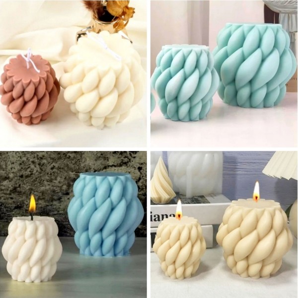 Silikon Mum Yağmur Damlası Şekilli Orta Boy 3D Geometrik Kavisli Sütun Sabun Kalıbı