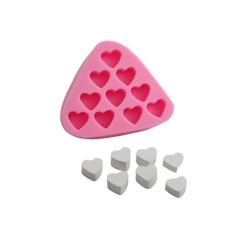 Silikon Kalıp Çoklu Derin Kalp Mum Taş Tozu Kalıbı 10 Lu