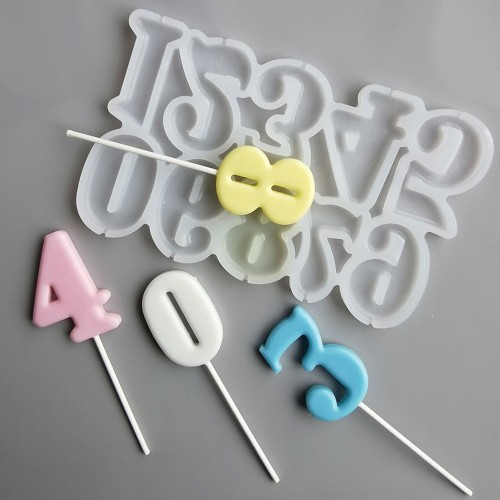 Silikon Kalıp Pasta Yaş Rakamları Lolipop Şeker Rakam Kalıbı