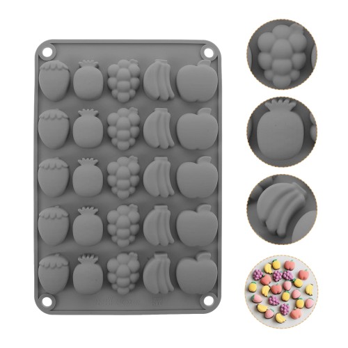 Silikon Meyve Figürleri (Çilek, Ananas, Üzüm, Muz, Elma) Haribo Çikolata Ve Jelibon Kalıbı