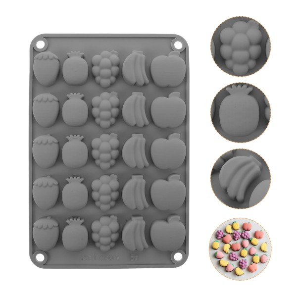 Silikon Meyve Figürleri (Çilek, Ananas, Üzüm, Muz, Elma) Haribo Çikolata Ve Jelibon Kalıbı