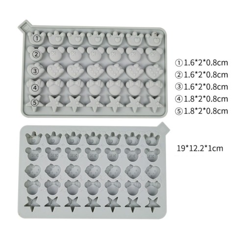 Silikon Mickey Mouse Ve Kral Tacı Yıldız Figürleri Haribo Çikolata Ve Jelibon Kalıbı