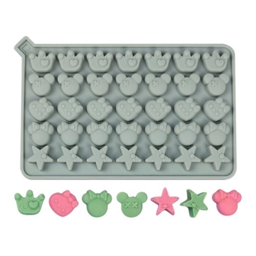 Silikon Mickey Mouse Ve Kral Tacı Yıldız Figürleri Haribo Çikolata Ve Jelibon Kalıbı