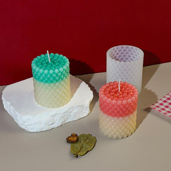 Silikon Mum Boncuk Kabarcıklı Sabun Kalıbı Sütun Mum Kalıbı 6.7X7.8 CM