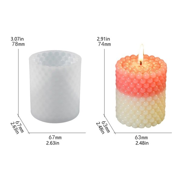 Silikon Mum Boncuk Kabarcıklı Sabun Kalıbı Sütun Mum Kalıbı 6.7X7.8 CM