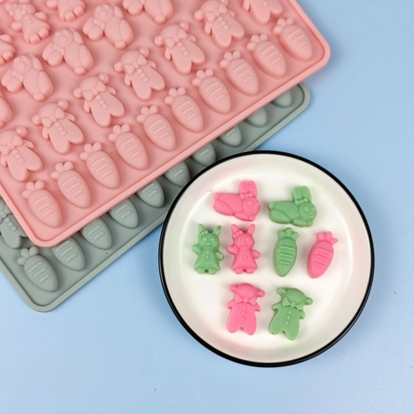 Silikon Tavşan Hayvan Havuç Figürleri Haribo Çikolata Ve Jelibon Kalıbı