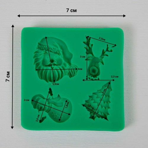 Silikon Yılbaşı Temalı (Kardan Adam, Geyik, Noel Baba, Çam Ağacı) Şeker Hamuru Kalıbı