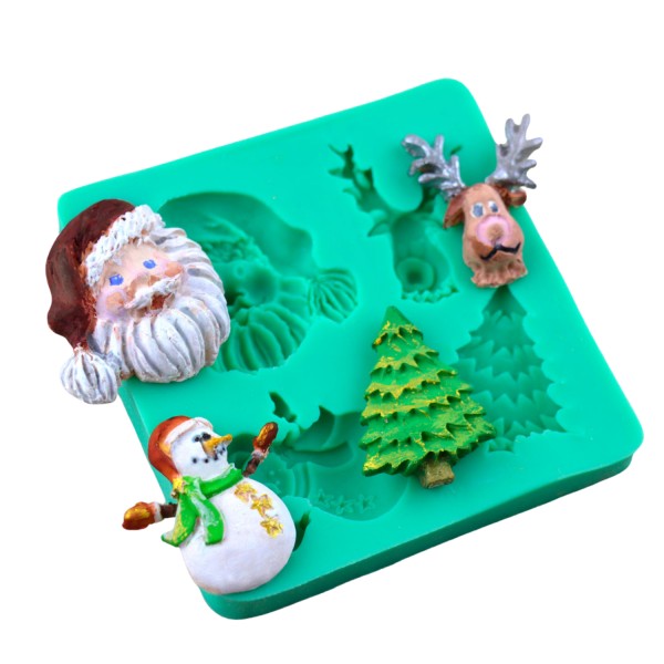 Silikon Yılbaşı Temalı (Kardan Adam, Geyik, Noel Baba, Çam Ağacı) Şeker Hamuru Kalıbı Silikon Yılbaşı Temalı (Kardan Adam, Geyik, Noel Baba, Çam Ağacı) Şeker Hamuru Kalıbı