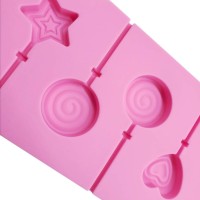 Silikon Yıldız Kalp ve Daire Şeklinde Şeker Lolipop Kalıbı 6 Lı